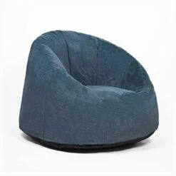 N&V Medium Bean Bag Chair, Adult Size Bean Bag Sack, Foam Filling, Includes Removable And Machine Washable Cover, 37in, Soft Faux Fur (Blue)