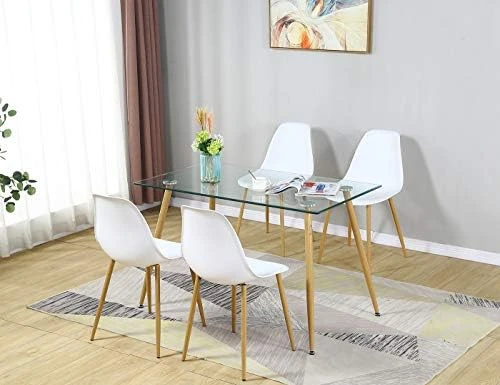 Bacyion 47" Dining Table Set For 4-5 Piece Kitchen Table And Chair, Rectangle Tempered Glass Table With 4 Faux Leather Side Chairs, Modern Dining Room Table Set For Dining Room, Kitchen, Deep Grey 11 Bacyion 47" Dining Table Set For 4-5 Piece Kitchen Table And Chair, Rectangle Tempered Glass Table With 4 Faux Leather Side Chairs, Modern Dining Room Table Set For Dining Room, Kitchen, Deep Grey - Image 9