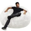 HWIVGKU Bean Bag Chairs, Giant Bean Bag Chair For Adults, 4ftbean Bag CoverComfyBean Bag Bed (No Filler, Cover Only) Fluffy Lazy Sofa (White), 4ft(120 * 65cm) -Home Table Chair Store 417QgIHO3bL