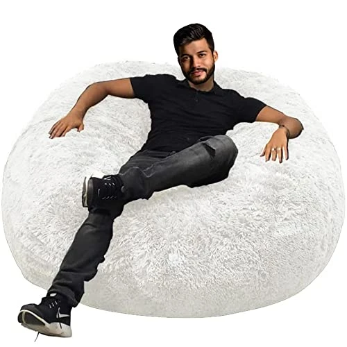 HWIVGKU Bean Bag Chairs, Giant Bean Bag Chair For Adults, 4ftbean Bag CoverComfyBean Bag Bed (No Filler, Cover Only) Fluffy Lazy Sofa (White), 4ft(120 * 65cm) 3 HWIVGKU Bean Bag Chairs, Giant Bean Bag Chair For Adults, 4ftbean Bag CoverComfyBean Bag Bed (No Filler, Cover Only) Fluffy Lazy Sofa (White), 4ft(120 * 65cm)