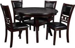 New Classic Furniture Gia 5-Piece Round Counter Height Dining Set With 1 Dining Table And 4 Chairs, 42-Inch, Ebony -Home Table Chair Store 417RcPcBDCL. AC