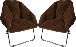 Zenithen Limited Hexagon Folding Dish Chair, Gray Corduroy - Pack Of 1 -Home Table Chair Store 417WkvOD3hS. AC