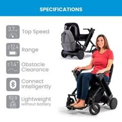 WHILL Model F Power Chair - Convenience And Performance - With Foldable Design, Smart Technology, And Remote Control Via App - A Perfect Mobility Solution For Adults And Elderly. - Black (One Size) -Home Table Chair Store 417ZqtY0TrL