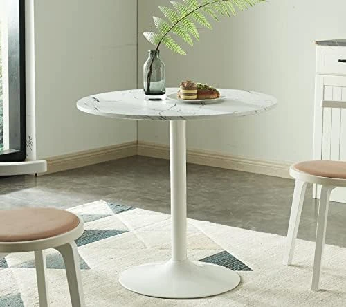 White Tulip Table,31.5" Modern Round Dining Table White Pedestal Table Kitchen Table Bistro Table Round Drop Leaf Table For Dining Room,Living Room(White) 8 White Tulip Table,31.5" Modern Round Dining Table White Pedestal Table Kitchen Table Bistro Table Round Drop Leaf Table For Dining Room,Living Room(White) - Image 6