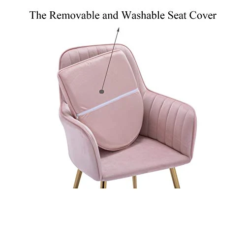 Artechworks Accent Living Dining Room Velvet Arm Chair Club Leisure Guest Lounge Bedroom Upholstered Chair With Gold Metal Legs, 2 PCS Pink 5 Artechworks Accent Living Dining Room Velvet Arm Chair Club Leisure Guest Lounge Bedroom Upholstered Chair With Gold Metal Legs, 2 PCS Pink - Image 3