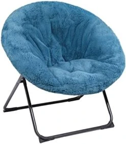 Ubon Cozy Chair Faux Fur Saucer Chair Oversized Folding Papasan Chair Comfy Moon Chair For Bedroom Living Room-Blue -Home Table Chair Store 417yY7BU7OL. AC