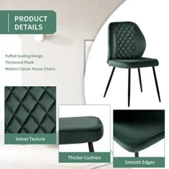 Wolmics Velvet Dining Chairs Set Of 2, Accent Chair Living Room Chairs Upholstered Side Chair With Metal Legs Desk Chair For Dining Room Kitchen Vanity Patio, Green 21 Wolmics Velvet Dining Chairs Set Of 2, Accent Chair Living Room Chairs Upholstered Side Chair With Metal Legs Desk Chair For Dining Room Kitchen Vanity Patio, Green -Home Table Chair Store 4183DGmNx6L