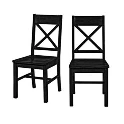 Walker Edison Modern Farmhouse Wood X-Back Armless Dining Chairs Kitchen, Set Of 2, Black -Home Table Chair Store 4183ILK7UBL