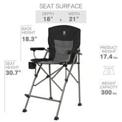 EVER ADVANCED Tall Directors Chair With Cup Holder 31", Bar Height Folding Chair For Camping, Sports With Carry Bag, Mesh Pockets And Footrest, Heavy Duty 300 Lbs, Black 11 EVER ADVANCED Tall Directors Chair With Cup Holder 31", Bar Height Folding Chair For Camping, Sports With Carry Bag, Mesh Pockets And Footrest, Heavy Duty 300 Lbs, Black -Home Table Chair Store 418PbOQzFnL