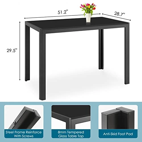 AOOU 5/7pieces Kitchen Table Set, Modern Dining Table Set W/Glass-Top Table And 4/6 Leather Upholstered Chairs For Dining Room, Kitchen, Dinette, Breakfast Nook (Black, Dinning Table With 6 Chairs) 5 AOOU 5/7pieces Kitchen Table Set, Modern Dining Table Set W/Glass-Top Table And 4/6 Leather Upholstered Chairs For Dining Room, Kitchen, Dinette, Breakfast Nook (Black, Dinning Table With 6 Chairs) - Image 3