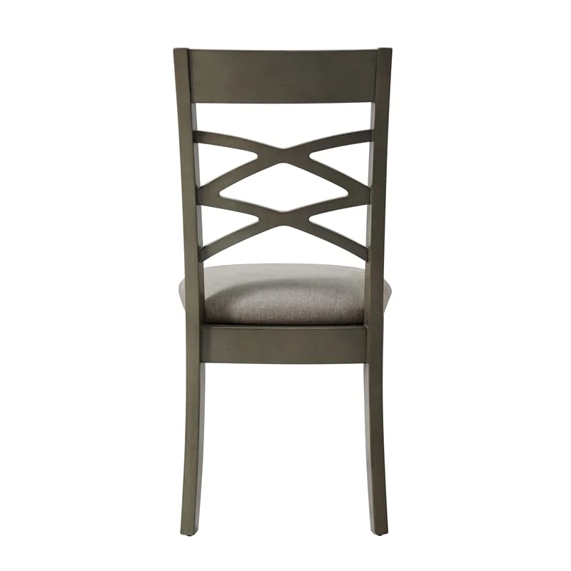 Leick Home 10184-GSMH Wood Double Cross Back Dining Chair, Set Of 2, Graystone With Moss Heather Seat 6 Leick Home 10184-GSMH Wood Double Cross Back Dining Chair, Set Of 2, Graystone With Moss Heather Seat - Image 4