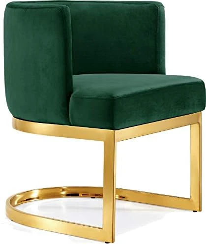 Meridian Furniture Gianna Collection Modern | Contemporary Velvet Upholstered Dining Chair With Polished Gold Metal Frame, 24" W X 22" D X 29.5" H, Black 10 Meridian Furniture Gianna Collection Modern | Contemporary Velvet Upholstered Dining Chair With Polished Gold Metal Frame, 24" W X 22" D X 29.5" H, Black - Image 8