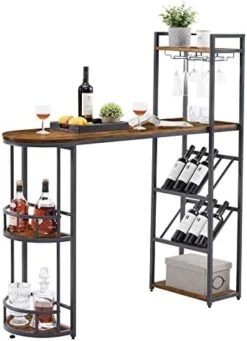 GNIXUU Bistro Table And Chairs Set Of 2, Kitchen Dining Bar Table With Counter Height Barstools, Industrial Pub Table Set With Wine Rack And Side Storage 12 GNIXUU Bistro Table And Chairs Set Of 2, Kitchen Dining Bar Table With Counter Height Barstools, Industrial Pub Table Set With Wine Rack And Side Storage -Home Table Chair Store 419IooitN5L. AC