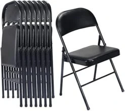Karl Home 4 Pack Black Folding Chairs With Padded Seats For Outdoor & Indoor, Portable Stackable Commercial Seat With Steel Frame For Events Office Wedding Party, 330lbs Capacity -Home Table Chair Store 419UBtx7K7L. AC 1