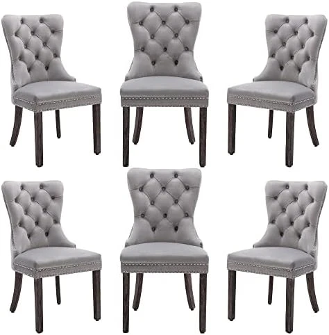 Civama Dining Chairs Set Of 6, Velvet Nikki Collection Dining Room Chair Upholstered Modern Luxury Tufted With Nailhead Trim Back Pull Ring Solid Wooden Legs, Beige 13 Civama Dining Chairs Set Of 6, Velvet Nikki Collection Dining Room Chair Upholstered Modern Luxury Tufted With Nailhead Trim Back Pull Ring Solid Wooden Legs, Beige - Image 11
