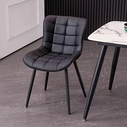 YOUTASTE Black Dining Chairs Set Of 2 PU Leather Diamond Upholstered Modern Kitchen Dining Room Chairs Metal Thick Bar Counter Chairs High Back Home Kitchen Restaurant 11 YOUTASTE Black Dining Chairs Set Of 2 PU Leather Diamond Upholstered Modern Kitchen Dining Room Chairs Metal Thick Bar Counter Chairs High Back Home Kitchen Restaurant - Image 9