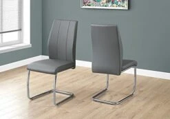 Monarch Specialties 2 Piece DINING CHAIR-2PCS/ 39" H/WHITE LEATHER-LOOK/CHROME, 17.25" L X 20.25" D X 38.75" H -Home Table Chair Store 41AXdHMNneL. AC