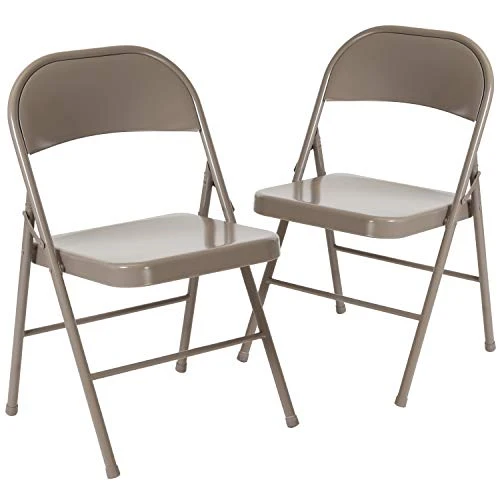 EMMA + OLIVER 2 Pack Double Braced Gray Metal Folding Chair 5 EMMA + OLIVER 2 Pack Double Braced Gray Metal Folding Chair - Image 3