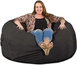 ULTIMATE SACK 5000 (5 Ft.) Bean Bag Chair Cover In Multiple Colors: Cover ONLY. (5000, Brown Suede) -Home Table Chair Store 41AhAupMEL. AC