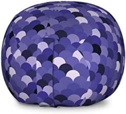 Lunarable Mermaid Scale Storage Toy Bag Chair, Continuous Japanese Circular Pattern Overlap Rounds In Aqua Color Palette, Stuffed Animal Organizer Washable Bag, Small Size, Blue Purple -Home Table Chair Store 41AmzD U9dL. AC