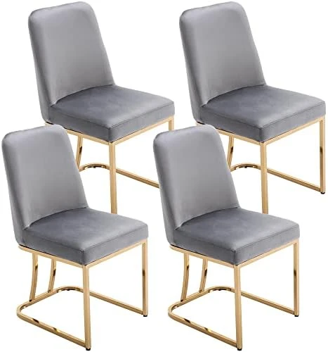 VESCASA Velvet Upholstered Dining Chairs With Back, Mid Century Modern Dining Chairs With Gold Metal Frame For Dining Room, Restaurant, Kitchen, Set Of 4, Grey 13 VESCASA Velvet Upholstered Dining Chairs With Back, Mid Century Modern Dining Chairs With Gold Metal Frame For Dining Room, Restaurant, Kitchen, Set Of 4, Grey - Image 11