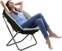 Tochiyoga Saucer Chairs For Adults, Oversized 265 Lb Saucer Chair For Bedroom, Papasan Chair With Cushion And Frame, Folding Saucer Chair, Moon Chair (Grey) -Home Table Chair Store 41BAHo QJHL. AC