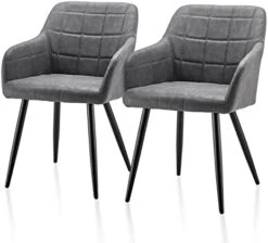 TUKAILAi Modern Dining Chairs Set Of 2, PU Leather Upholstered Accent Arm Chair With Padded Seat, Armrest & Backrest, Occasional Armchair For Leisure Lounge Guest Reception (Brown) 22 TUKAILAi Modern Dining Chairs Set Of 2, PU Leather Upholstered Accent Arm Chair With Padded Seat, Armrest & Backrest, Occasional Armchair For Leisure Lounge Guest Reception (Brown) -Home Table Chair Store 41BD9UKzDtL. AC
