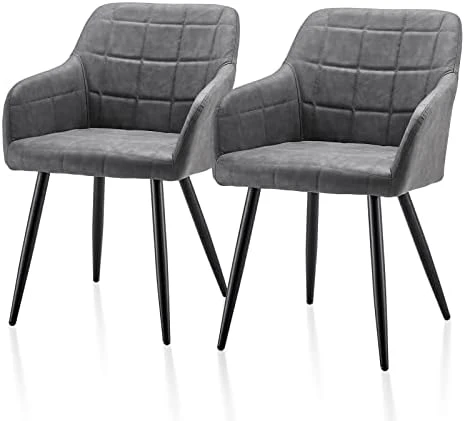 TUKAILAi Modern Dining Chairs Set Of 2, PU Leather Upholstered Accent Arm Chair With Padded Seat, Armrest & Backrest, Occasional Armchair For Leisure Lounge Guest Reception (Brown) 11 TUKAILAi Modern Dining Chairs Set Of 2, PU Leather Upholstered Accent Arm Chair With Padded Seat, Armrest & Backrest, Occasional Armchair For Leisure Lounge Guest Reception (Brown) - Image 9