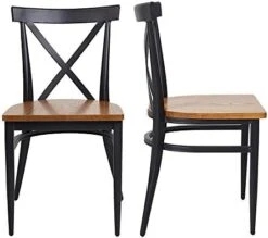 2 Set Dining Side Chairs Solid Wooden Seat And Metal Legs X Back Heavy Duty Kitchen Chairs For Restaurant Cafe Saloon, 450lbs Weight Capacity, Fully Assembled, Ergonomic Design,Black -Home Table Chair Store 41BFOYBYqRL. AC