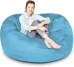 Lumaland Luxury Microsuede Outer Cover For Bean Bags Machine Washable 6-Foot Bean Bag Cover With Inlay In Dark Grey Cover And Inlay ONLY 22 Lumaland Luxury Microsuede Outer Cover For Bean Bags Machine Washable 6-Foot Bean Bag Cover With Inlay In Dark Grey Cover And Inlay ONLY -Home Table Chair Store 41BXZQz7UsL. AC