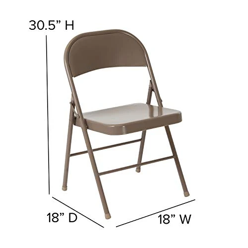 Flash Furniture HERCULES Series Double Braced Beige Metal Folding Chair 4 Flash Furniture HERCULES Series Double Braced Beige Metal Folding Chair - Image 2