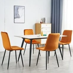 Adyoyi Modern Velvet Dining Chairs Set Of 4, Upholstered Velvet Dining Room Chairs Fabric Dining Chairs For Dinning Room Home Living Room Bedroom Kitchen, Orange -Home Table Chair Store 41BvhpK5IFL. AC