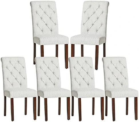 COLAMY Tufted Dining Chairs Set Of 2, Accent Parsons Diner Chairs Upholstered Fabric Dining Room Chairs Side Chair Stylish Kitchen Chairs With Solid Wood Legs And Padded Seat - Beige 12 COLAMY Tufted Dining Chairs Set Of 2, Accent Parsons Diner Chairs Upholstered Fabric Dining Room Chairs Side Chair Stylish Kitchen Chairs With Solid Wood Legs And Padded Seat - Beige - Image 10