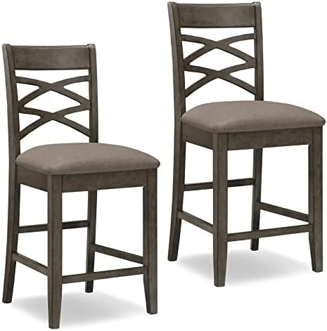 Leick Home 10184-GSMH Wood Double Cross Back Dining Chair, Set Of 2, Graystone With Moss Heather Seat 10 Leick Home 10184-GSMH Wood Double Cross Back Dining Chair, Set Of 2, Graystone With Moss Heather Seat - Image 8