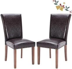 PU Leather Dining Chairs Set Of 6, Upholstered Parsons Dining Room Kitchen Side Chair With Nailhead Trim And Wood Legs - Dark Brown 26 PU Leather Dining Chairs Set Of 6, Upholstered Parsons Dining Room Kitchen Side Chair With Nailhead Trim And Wood Legs - Dark Brown -Home Table Chair Store 41C3kM8mL4L. AC