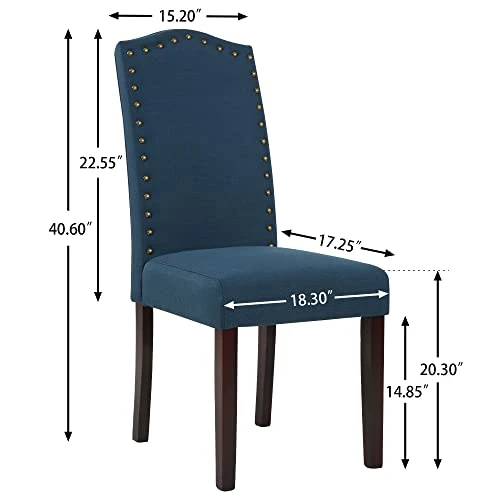 LSSPAID Dining Chairs Set Of 4, High Back Fabric Upholstered Parsons Dining Room Chairs, Nail Head Trim Dining Chair, Turquoise 4 LSSPAID Dining Chairs Set Of 4, High Back Fabric Upholstered Parsons Dining Room Chairs, Nail Head Trim Dining Chair, Turquoise - Image 2