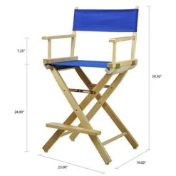 Casual Home 24" Director's Chair Natural Frame With Royal Blue Canvas, Counter Height -Home Table Chair Store 41C80C4DTsL