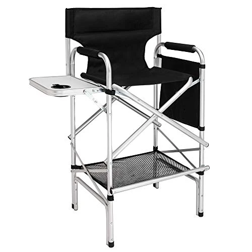 Mefeir 31" Tall Folding Directors Chair With Side Table Storage Bag,Portable Makeup Artist Bar Height, Aluminum Frame 300 Lbs Capacity, 19.2" D X 23.6" W X 45.6" H 4 Mefeir 31" Tall Folding Directors Chair With Side Table Storage Bag,Portable Makeup Artist Bar Height, Aluminum Frame 300 Lbs Capacity, 19.2" D X 23.6" W X 45.6" H - Image 2