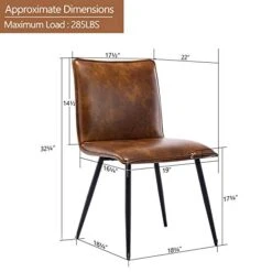 DUHOME PU Leather Dining Chairs Kitchen Chairs Set Of 4 Side Chair For Dining Room Living Room Yellowish-Brown -Home Table Chair Store 41CLiTk6z6L