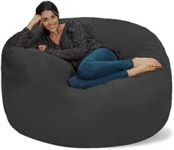 Chill Sack Bean Bag Chair: Giant 5' Memory Foam Furniture Bean Bag - Big Sofa With Soft Micro Fiber Cover - Dark Gray 27 Chill Sack Bean Bag Chair: Giant 5' Memory Foam Furniture Bean Bag - Big Sofa With Soft Micro Fiber Cover - Dark Gray -Home Table Chair Store 41CTNuL9deL. AC