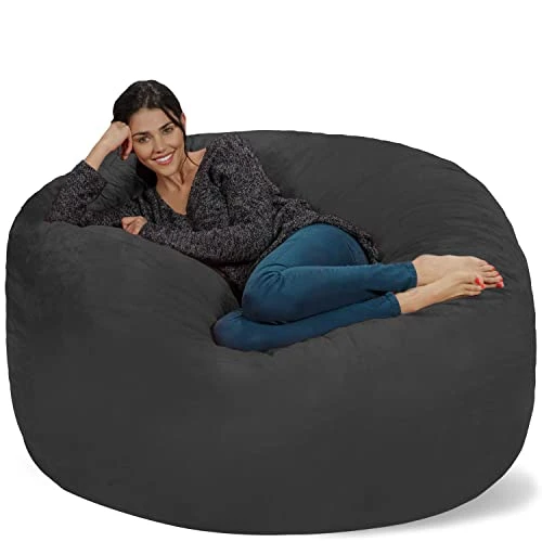Chill Sack Bean Bag Chair: Giant 5' Memory Foam Furniture Bean Bag - Big Sofa With Soft Micro Fiber Cover - Dark Gray 3 Chill Sack Bean Bag Chair: Giant 5' Memory Foam Furniture Bean Bag - Big Sofa With Soft Micro Fiber Cover - Dark Gray