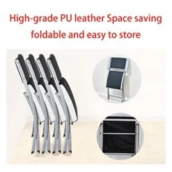 ZRG Folding Office Chair, Comfortable Event Black Lightweight Rocker Chairs Steel Frame Upholstered Premium Fabric Seat Ergonomic Camping Chair Double Brace 330-Pound Capacity 1 Piece -Home Table Chair Store 41CVULZjUnL