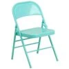 Flash Furniture 4 Pack HERCULES COLORBURST Series Tantalizing Teal Triple Braced & Double Hinged Metal Folding Chair -Home Table Chair Store 41CuMDziPXL