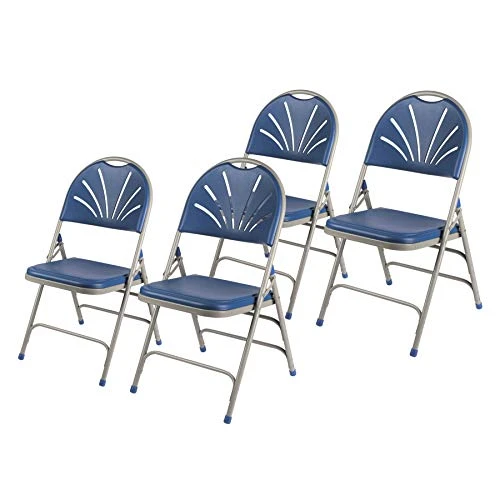 OEF Furnishings Heavy Duty Plastic Fan Back Folding Chair With Triple Brace, Blue 3 OEF Furnishings Heavy Duty Plastic Fan Back Folding Chair With Triple Brace, Blue