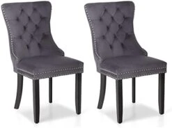 MAISON ARTS Velvet Tufted Dining Chairs Set Of 4, Upholstered Dining Room Chairs With Ring Pull Trim & Button Back Modern Dinner Chairs With Solid Wood Legs For Kitchen Dining Room (Black,4pcs) 31 MAISON ARTS Velvet Tufted Dining Chairs Set Of 4, Upholstered Dining Room Chairs With Ring Pull Trim & Button Back Modern Dinner Chairs With Solid Wood Legs For Kitchen Dining Room (Black,4pcs) -Home Table Chair Store 41DBTXRaOZL. AC