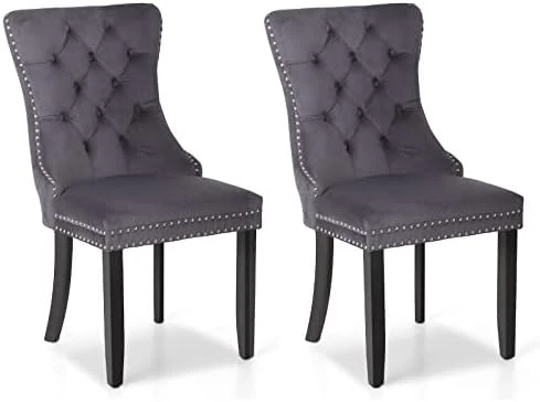 MAISON ARTS Velvet Tufted Dining Chairs Set Of 4, Upholstered Dining Room Chairs With Ring Pull Trim & Button Back Modern Dinner Chairs With Solid Wood Legs For Kitchen Dining Room (Black,4pcs) 17 MAISON ARTS Velvet Tufted Dining Chairs Set Of 4, Upholstered Dining Room Chairs With Ring Pull Trim & Button Back Modern Dinner Chairs With Solid Wood Legs For Kitchen Dining Room (Black,4pcs) - Image 15