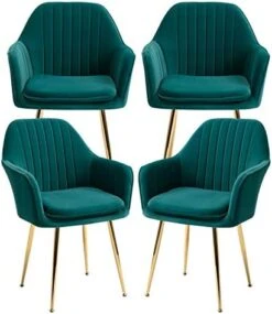 AVAWING Modern Living Dining Room Accent Arm Chairs Set Of 4, Velvet Mid-Century Upholstered Seat Club Guest With Golden Legs, Grey 21 AVAWING Modern Living Dining Room Accent Arm Chairs Set Of 4, Velvet Mid-Century Upholstered Seat Club Guest With Golden Legs, Grey -Home Table Chair Store 41EMfK x95L. AC