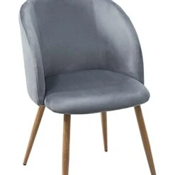 DORAFAIR Upholstered Dining Chairs Velvet Armchair Mid Century Modern Chairs Set Of 2 Living Room Chair Makeup Chair Side Chairs With Wood-Look Metal Legs, Gentle Gray -Home Table Chair Store 41EQBXT3rCL