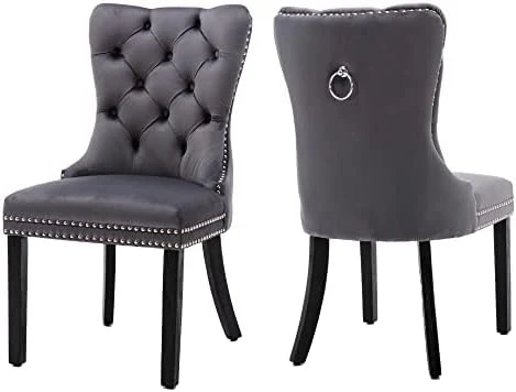 Civama Dining Chairs Set Of 6, Velvet Nikki Collection Dining Room Chair Upholstered Modern Luxury Tufted With Nailhead Trim Back Pull Ring Solid Wooden Legs, Beige 17 Civama Dining Chairs Set Of 6, Velvet Nikki Collection Dining Room Chair Upholstered Modern Luxury Tufted With Nailhead Trim Back Pull Ring Solid Wooden Legs, Beige - Image 15