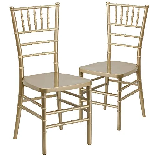 Flash Furniture 2 Pack HERCULES PREMIUM Series Gold Resin Stacking Chiavari Chair 4 Flash Furniture 2 Pack HERCULES PREMIUM Series Gold Resin Stacking Chiavari Chair - Image 2